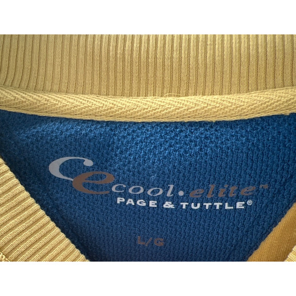 Page & Tuttle Cool Elite Mens Ribbed Mustard Yellow Crewneck Sweatshirt Large - Picture 5 of 11